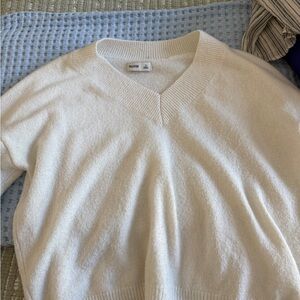 Hollister Cream V-Neck Sweater for Women
